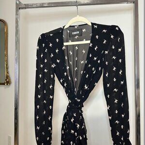 Black Reformation Whitby Wrap Dress in Gato | XS